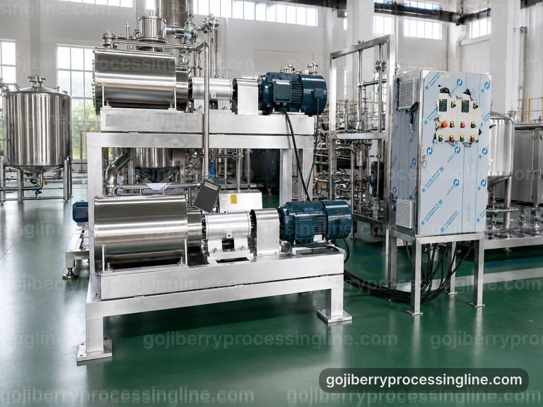 Industrial Goji Berry Processing Line: Process Scope And Configuration Interface industrial goji berry processing line, process scope and configuration: gentle pulping with fine seed removal section connection view