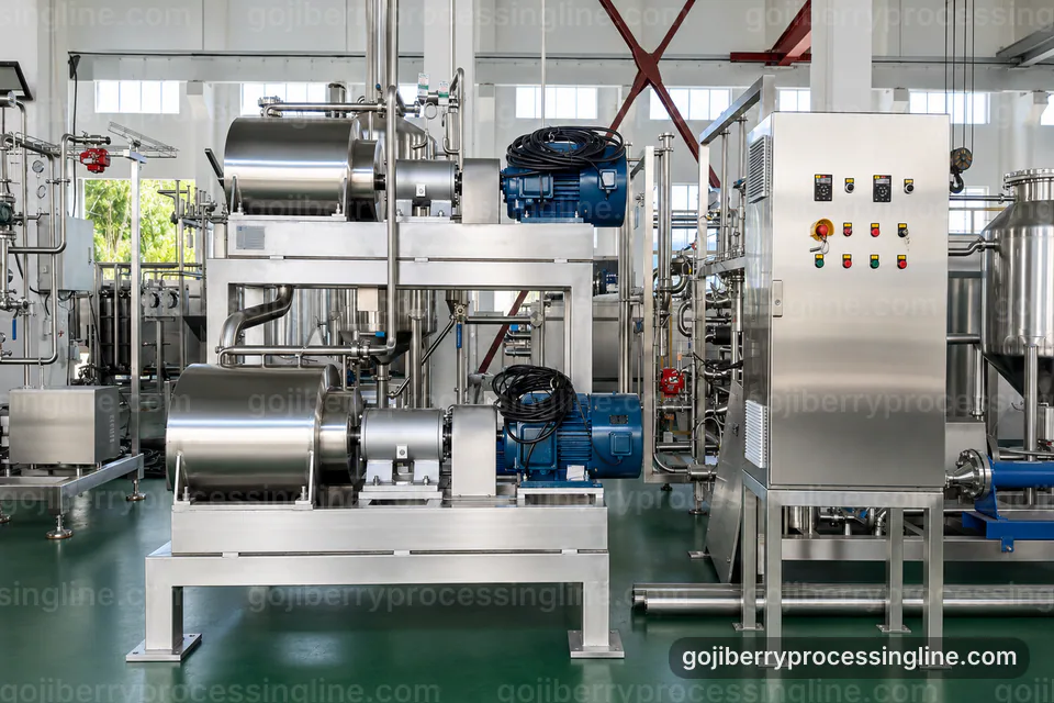 Industrial Goji Berry Processing Line: Process Scope And Configuration Operating Stage industrial goji berry processing line, process scope and configuration: fine screen goji pulper operating stage